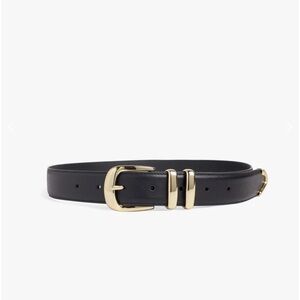 Favorite Daughter Jordan Black Leather Belt with Gold Buckle Medium